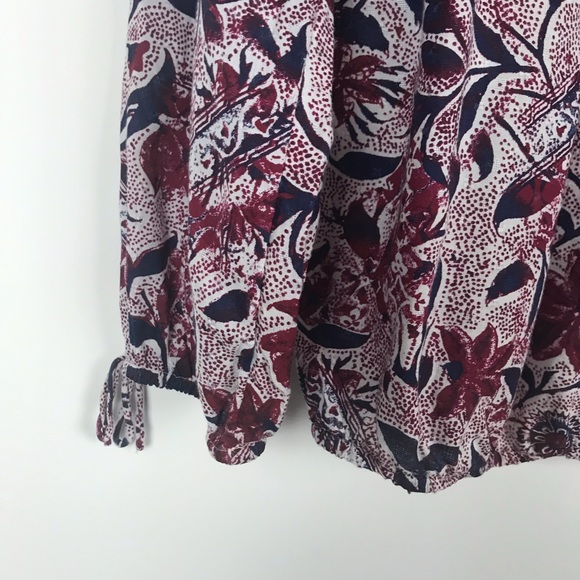 Lucky Brand Floral Boho Romantic Blouse Keyhole Long Sleeve Top M - Picture 5 of 8